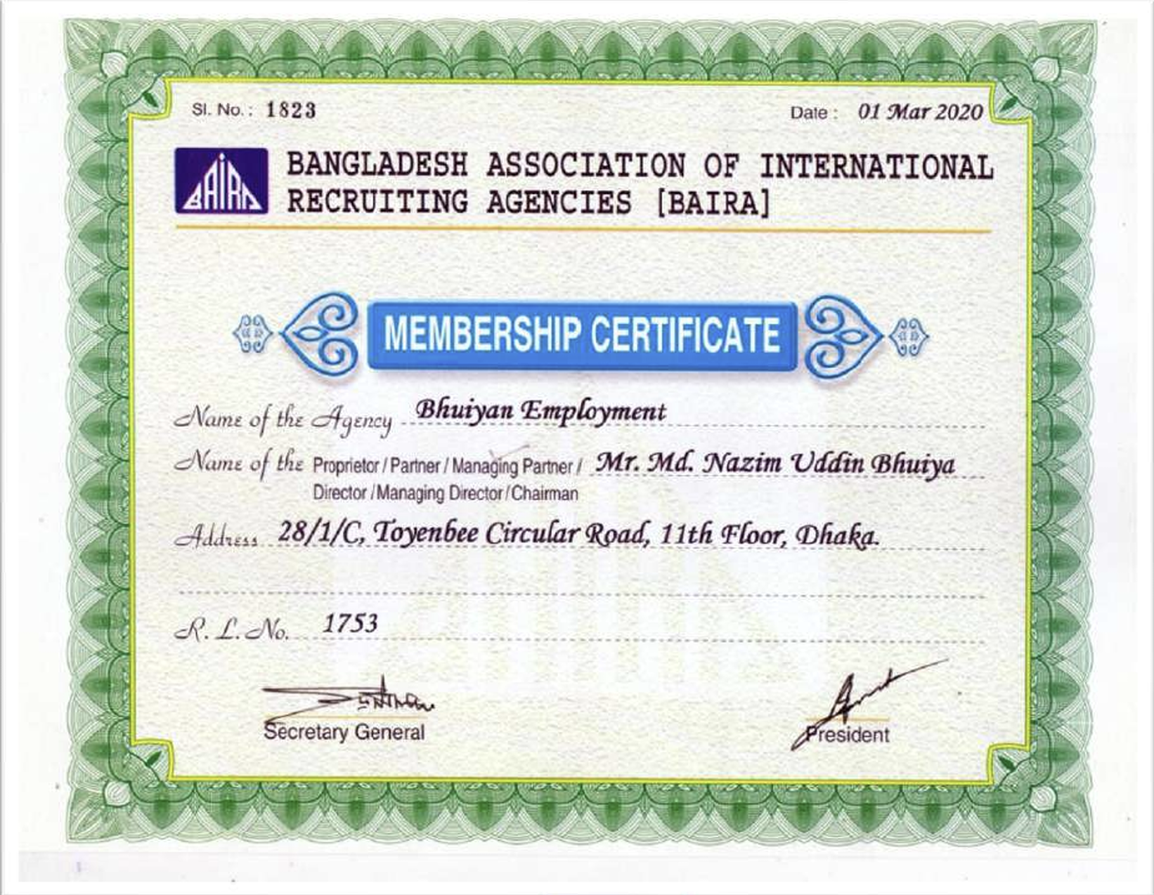 Certificate of Achievement